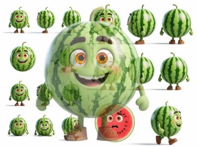 شخصیت کارتونی سه‌بعدی هندوانه، طرح هندوانه شب یلدا