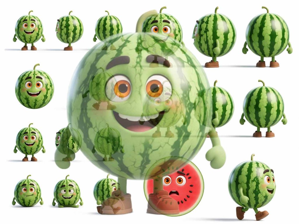 شخصیت کارتونی سه‌بعدی هندوانه، طرح هندوانه شب یلدا