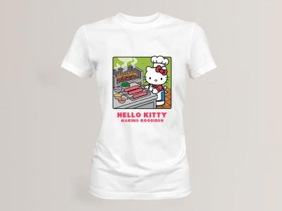 طرح تیشرت دخترانه زنانه هلو کیتی در حال درست کردن کوبیده