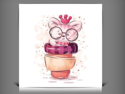 طرح وکتور گربه کارتونی | کاراکتر فانتزی گربه با فرمت EPS و AI 