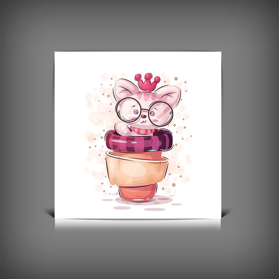 طرح وکتور گربه کارتونی | کاراکتر فانتزی گربه با فرمت EPS و AI 