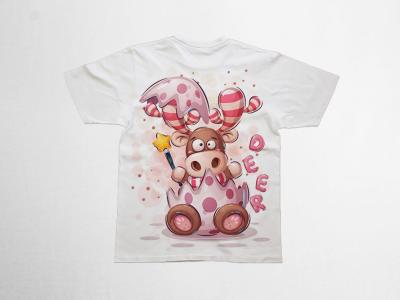 طرح لایه باز تیشرت کودکانه با عکس انیمیشنی و کارتونی گاو