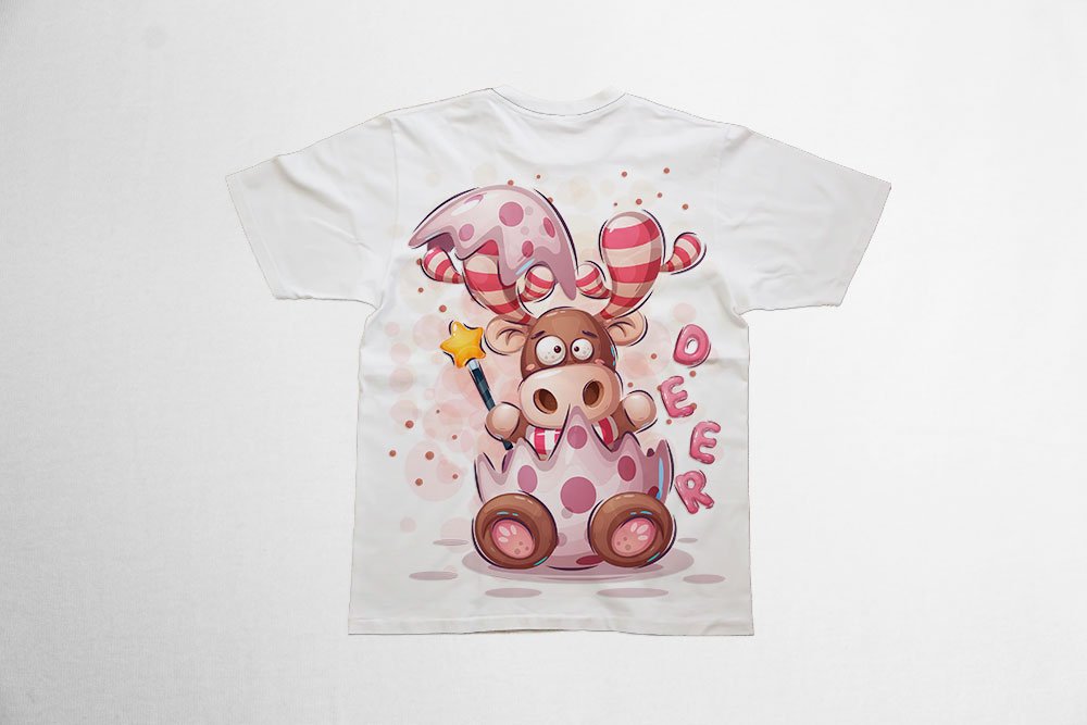 طرح لایه باز تیشرت کودکانه با عکس انیمیشنی و کارتونی گاو