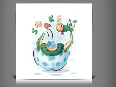 طرح وکتور مار کارتونی بامزه | کاراکتر فانتزی مار با فرمت EPS و AI 