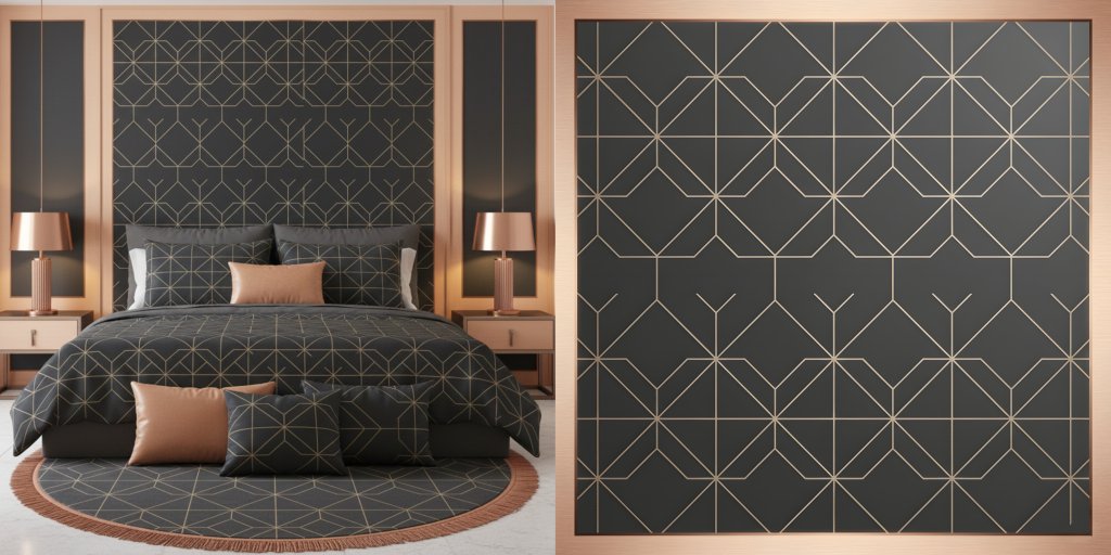 طرح لایه‌باز پوستر دیواری و روتختی مدل «لوکس ژئومتریک» - تکرارپذیر و مدرن (RGB)