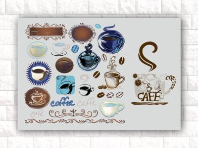 مجموعه آیکون وکتور لایه باز طرح کافه قهوه 