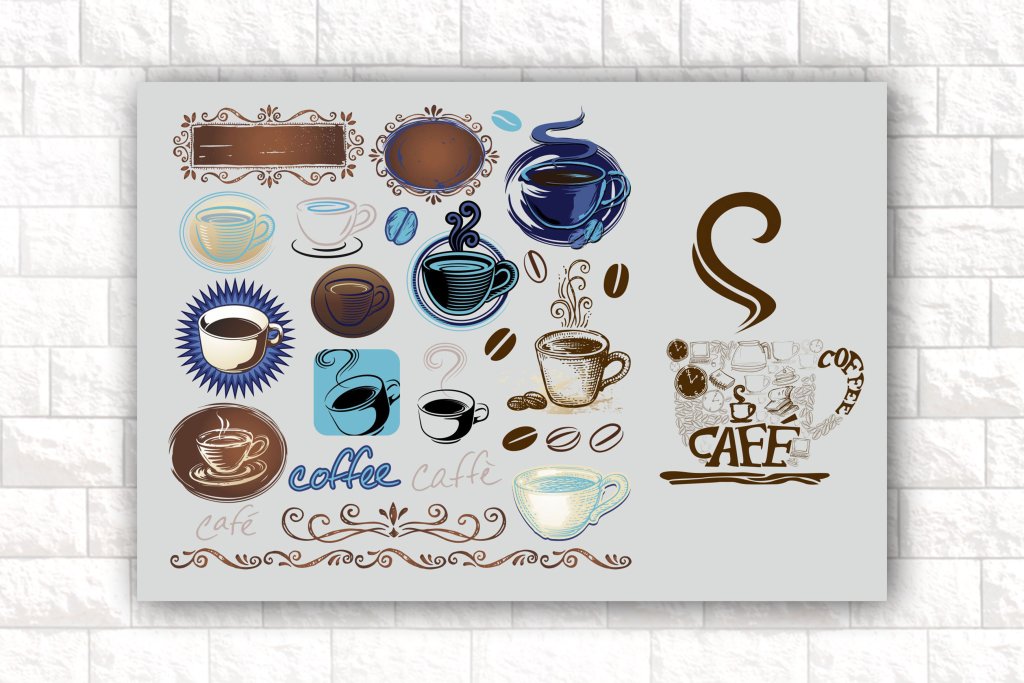 مجموعه آیکون وکتور لایه باز طرح کافه قهوه 