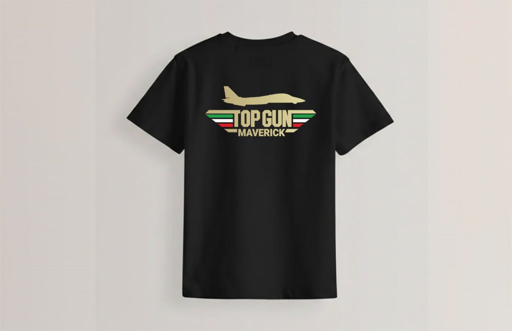 طرح لایه باز تیشرت جنگنده اف-14 تاپ گان با پرچم ایران