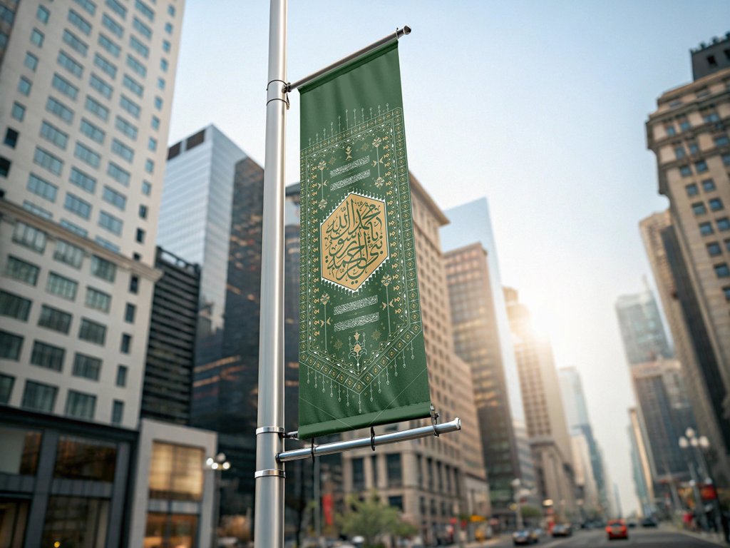  طرح لایه باز موکاپ پرچم و کتیبه