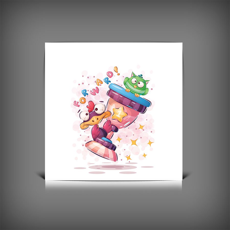 وکتور پرنده کارتونی بامزه | کاراکتر فانتزی خلاقانه با فرمت EPS و AI