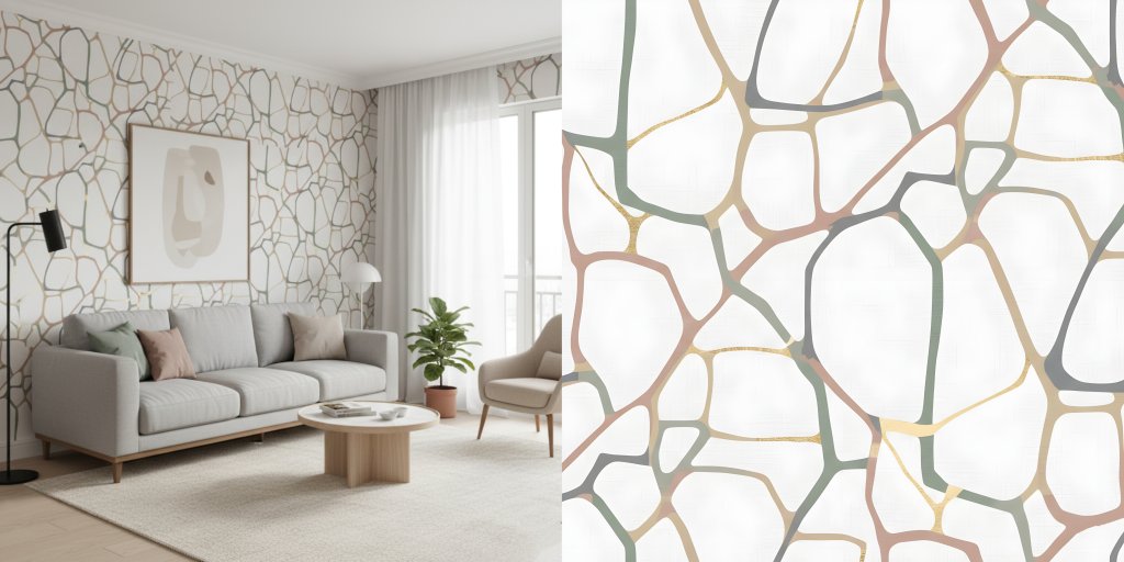 پوستر دیواری و پترن لایه‌باز مدل «شبکه ارگانیک» - مدرن، مینیمال و تکرارپذیر