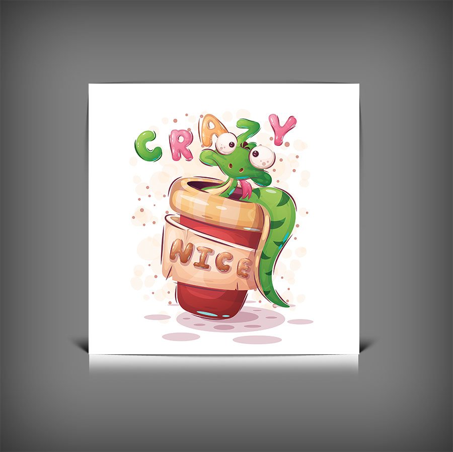 دانلود طرح وکتور مار کارتونی بامزه | کاراکتر فانتزی خلاقانه با فرمت EPS و AI 