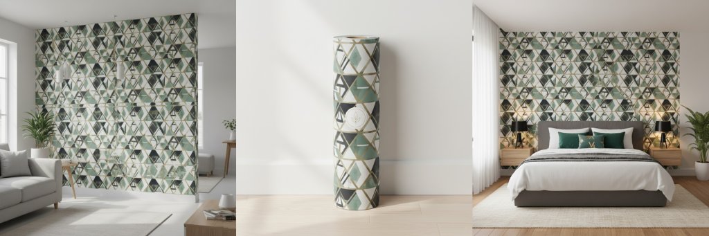  پوستر دیواری مدرن طرح مثلث‌های انتزاعی (Geometric Wallpaper)