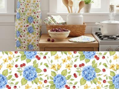 پترن گلدار آبرنگی به همراه موکاپ لوازم جانبی آشپزخانه