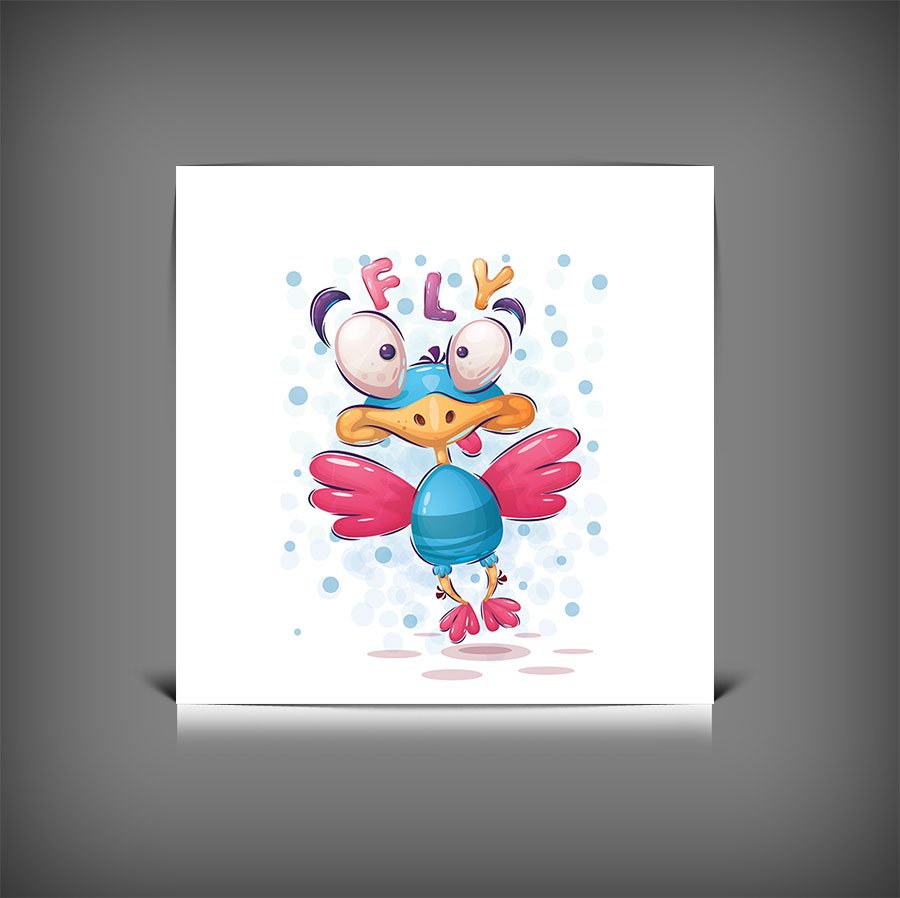 دانلود طرح وکتور پرنده کارتونی | کاراکتر پرنده خلاقانه با فرمت EPS و AI 