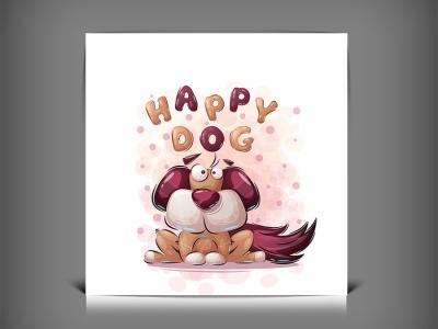 طرح وکتور سگ کارتونی بامزه | کاراکتر فانتزی خلاقانه سگ با فرمت EPS و AI 