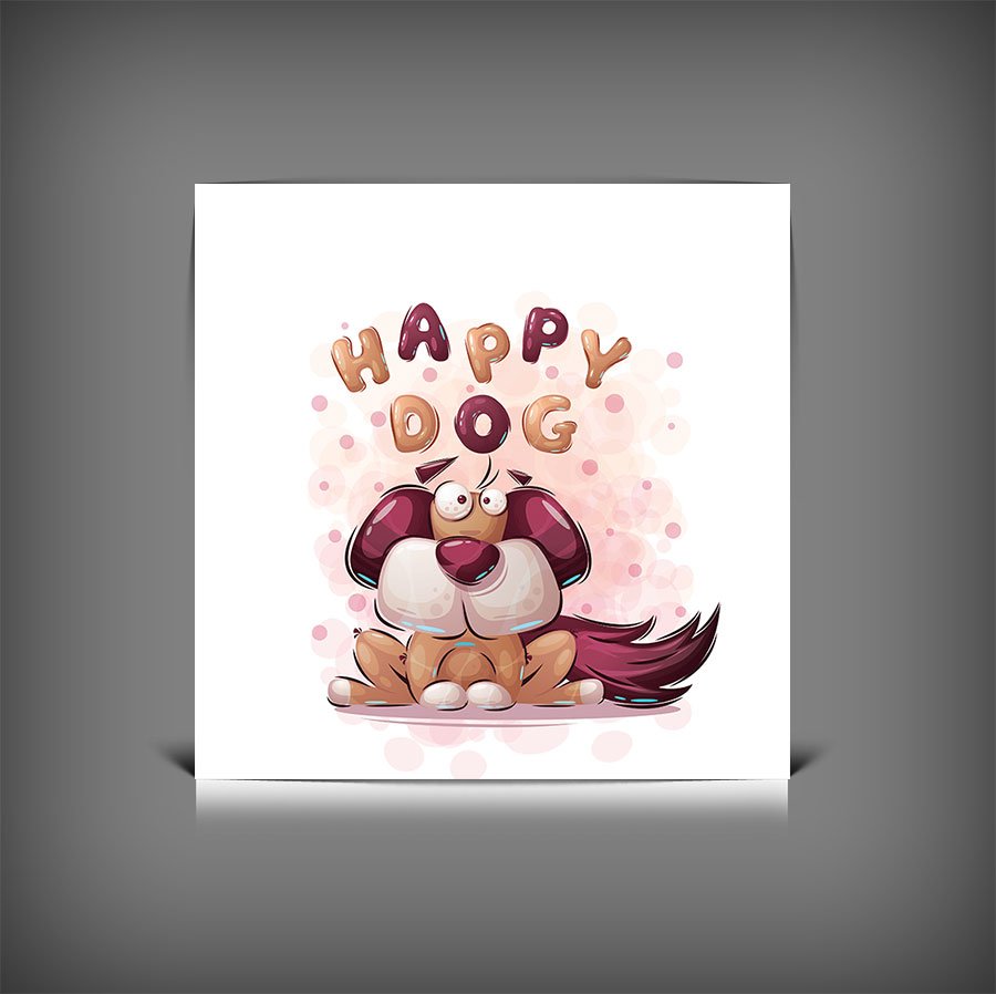 طرح وکتور سگ کارتونی بامزه | کاراکتر فانتزی خلاقانه سگ با فرمت EPS و AI 