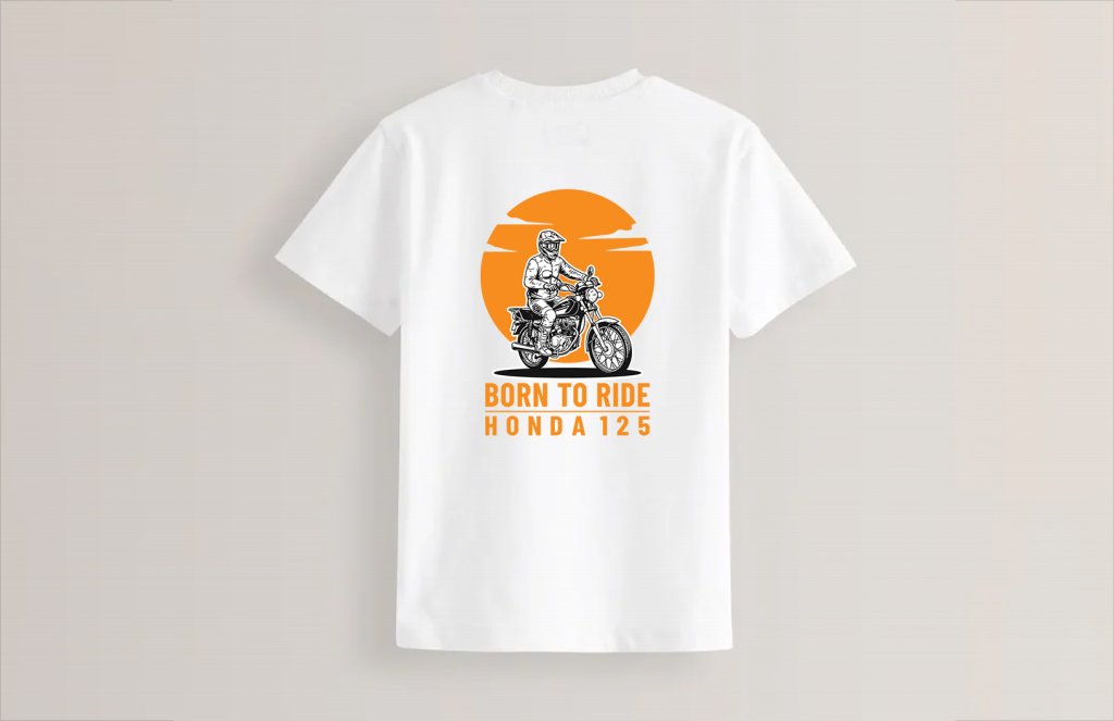 طرح موتور 125 و خورشید برای چاپ روی تیشرت