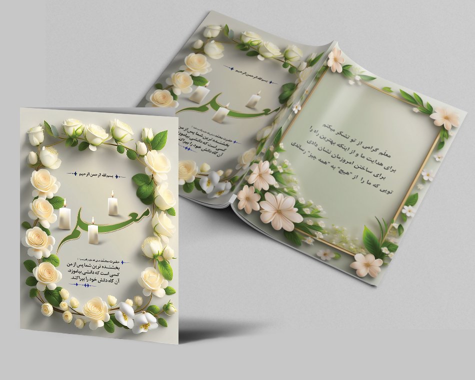 دانلود طرح کارت پستال روز معلم | کارت تبریک روز معلم لایه‌باز