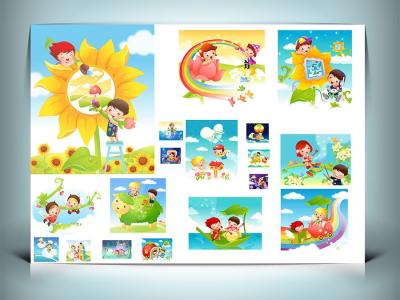 پکیج مجموعه 50 وکتور کودکانه با فرمت Ai برای ایلوستریتور