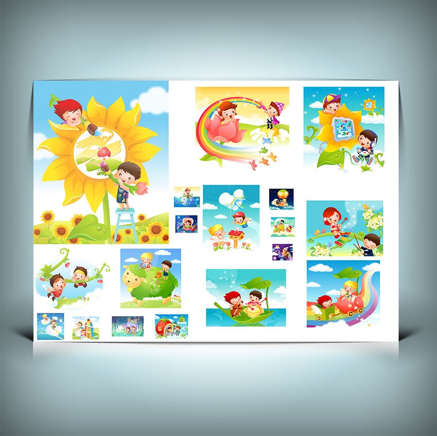 پکیج مجموعه 50 وکتور کودکانه با فرمت Ai برای ایلوستریتور