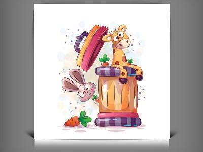 طرح وکتور حیوان انیمیشنی بامزه | کاراکتر فانتزی خلاقانه با فرمت EPS و AI 