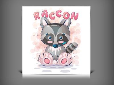 طرح وکتور راکون Raccoon کارتونی بامزه | کاراکتر فانتزی خلاقانه با فرمت EPS و AI 