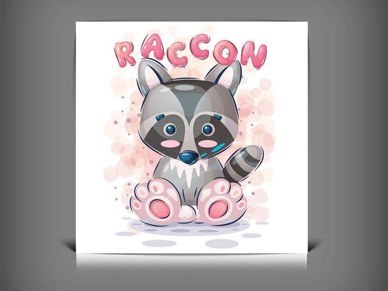 طرح-وکتور-راکون-Raccoon-کارتونی-بامزه-|-کاراکتر-فانتزی-خلاقانه-با-فرمت-EPS-و-AI-