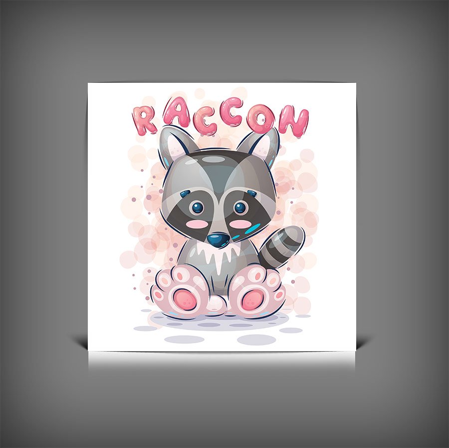 طرح وکتور راکون Raccoon کارتونی بامزه | کاراکتر فانتزی خلاقانه با فرمت EPS و AI 