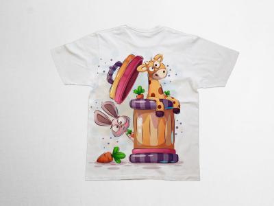 دانلود طرح لایه باز تیشرت کودکانه با طرح زرافه و خرگوش