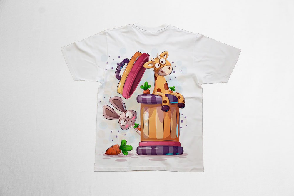 دانلود طرح لایه باز تیشرت کودکانه با طرح زرافه و خرگوش
