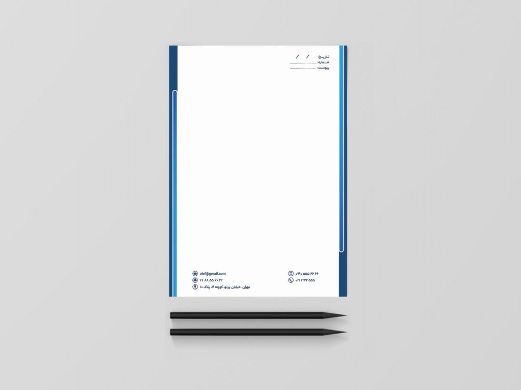 سربرگ لایه باز آبی سفید رسمی مینیمال