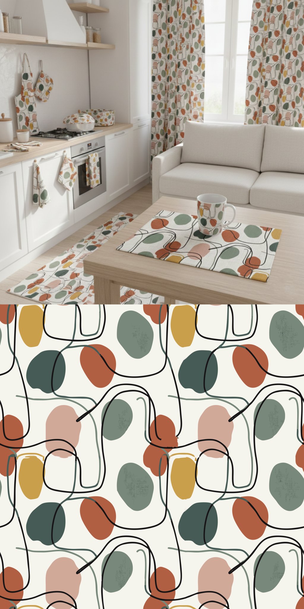 پترن لایه‌باز مدرن انتزاعی مدل «فرم‌های ارگانیک» - تکرارپذیر و چندمنظوره (RGB)