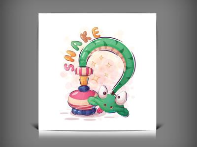 وکتور حیوان کارتونی بامزه | کاراکتر مار فانتزی خلاقانه با فرمت EPS و AI 