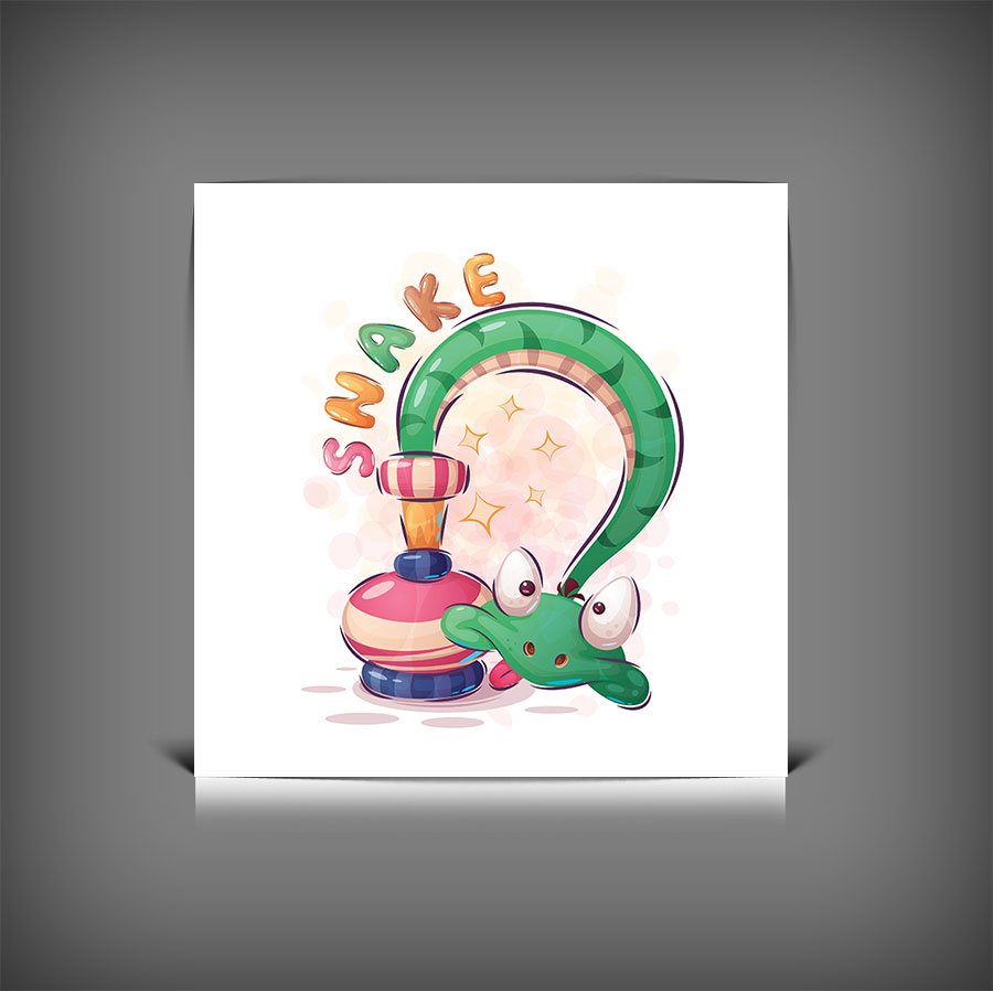 وکتور حیوان کارتونی بامزه | کاراکتر مار فانتزی خلاقانه با فرمت EPS و AI 