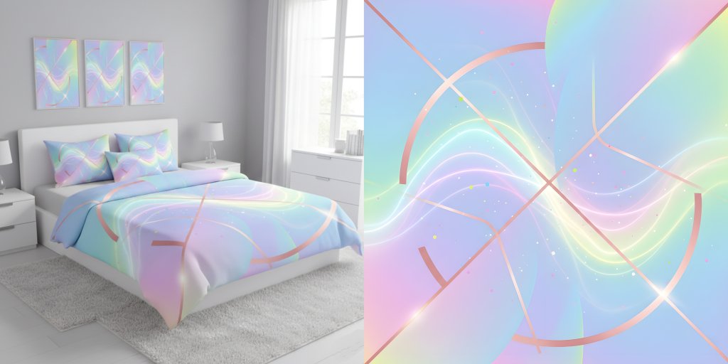 طرح لایه‌باز پوستر و روتختی مدل «امواج رویایی» - مدرن، هولوگرافیک و تکرارپذیر