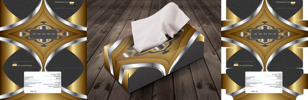 طراحی جعبه دستمال کاغذی – آماده چاپ با مد رنگی CMYK