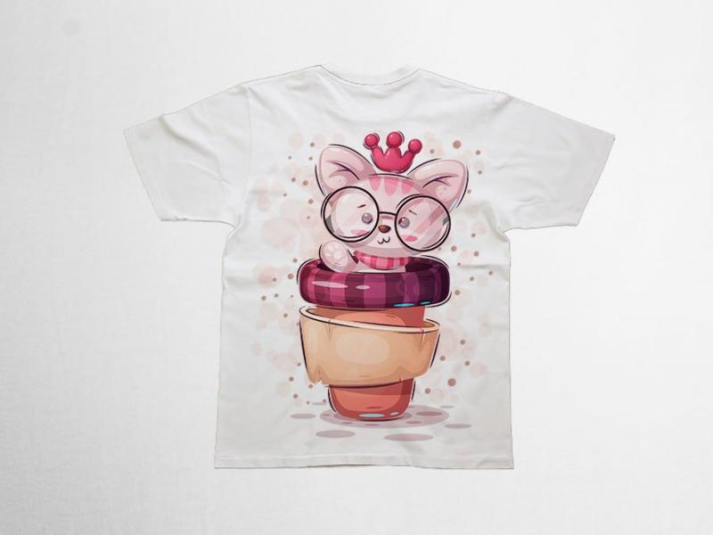 دانلود-طرح-لایه-باز-تیشرت-کودکانه-با-عکس-انیمیشنی-گربه-