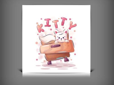 دانلود طرح وکتور کیتی کارتونی بامزه | کاراکتر فانتزی خلاقانه با فرمت EPS و AI 