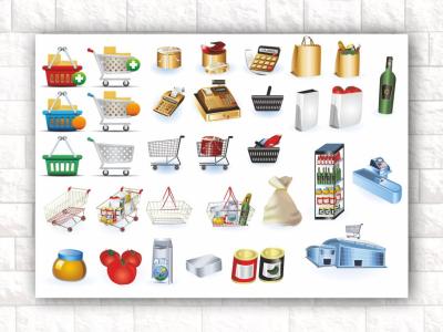 مجموعه آیکون لایه باز سوپرمارکتی  