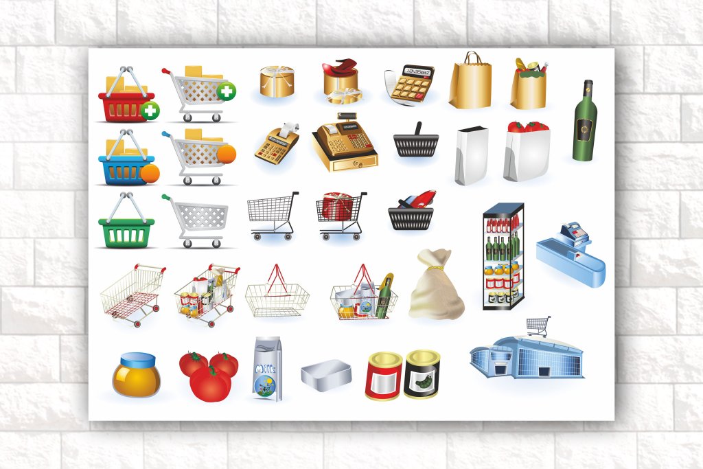 مجموعه آیکون لایه باز سوپرمارکتی  