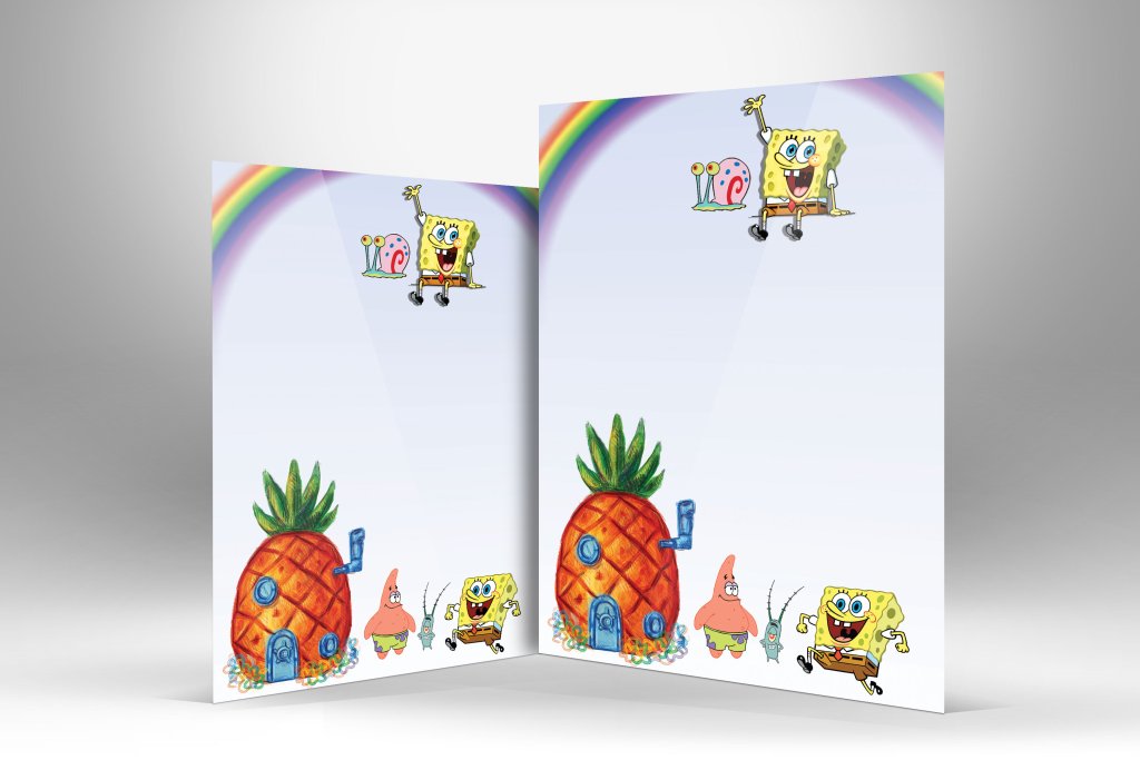 دانلود طرح لایه باز سربرگ کودکانه باب اسفنجی | سربرگ فانتزی با شخصیت‌های SpongeBob – فایل PSD قابل ویرایش