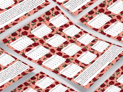 تقویم دیواری 1405 طرح گل رز کد 8474