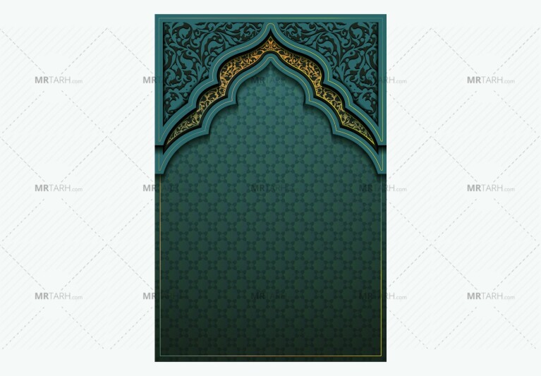 وکتور-محراب-با-پس-زمینه-اسلیمی-رنگ-سبز-لایه-باز-ایلستریتور