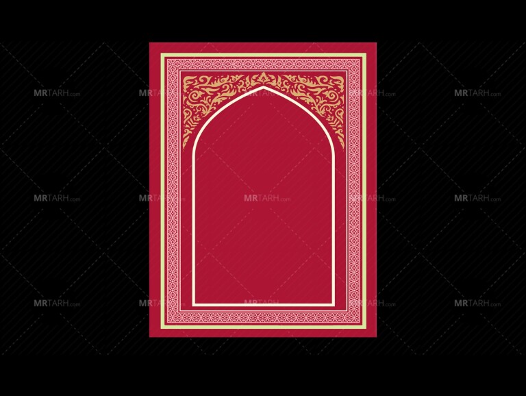حاشیه-اسلیمی-لایه-باز-فتوشاپ-با-پس-زمینه-قرمز-و-تذهیب-طلایی