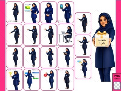 پک-20-ژست-کاراکتر-سه-بعدی-کارشناس-پشتیبانی-خانم-ایرانی-(PNG-دوربری-شده)