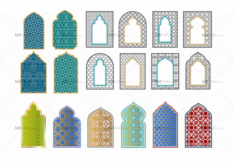 مجموعه-قاب-و-حاشیه-اسلیمی-با-طرح-گره-دار