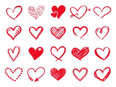 مجموعه آیکون های قلب قرمز روز ولنتاین