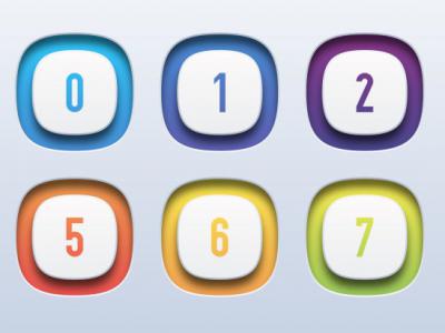 مجموعه ای از آیکون های دکمه ای اعداد رنگارنگ