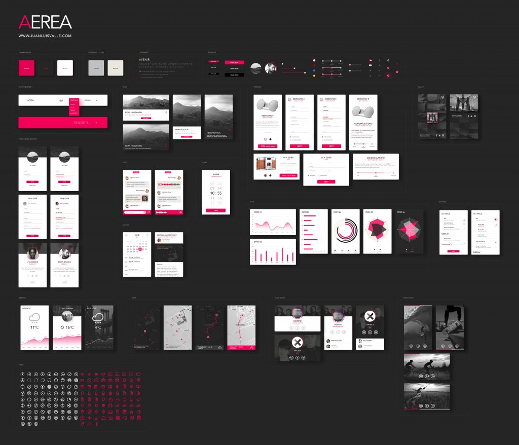 طرح گرافیکی قالب موبایل AEREA UI KIT